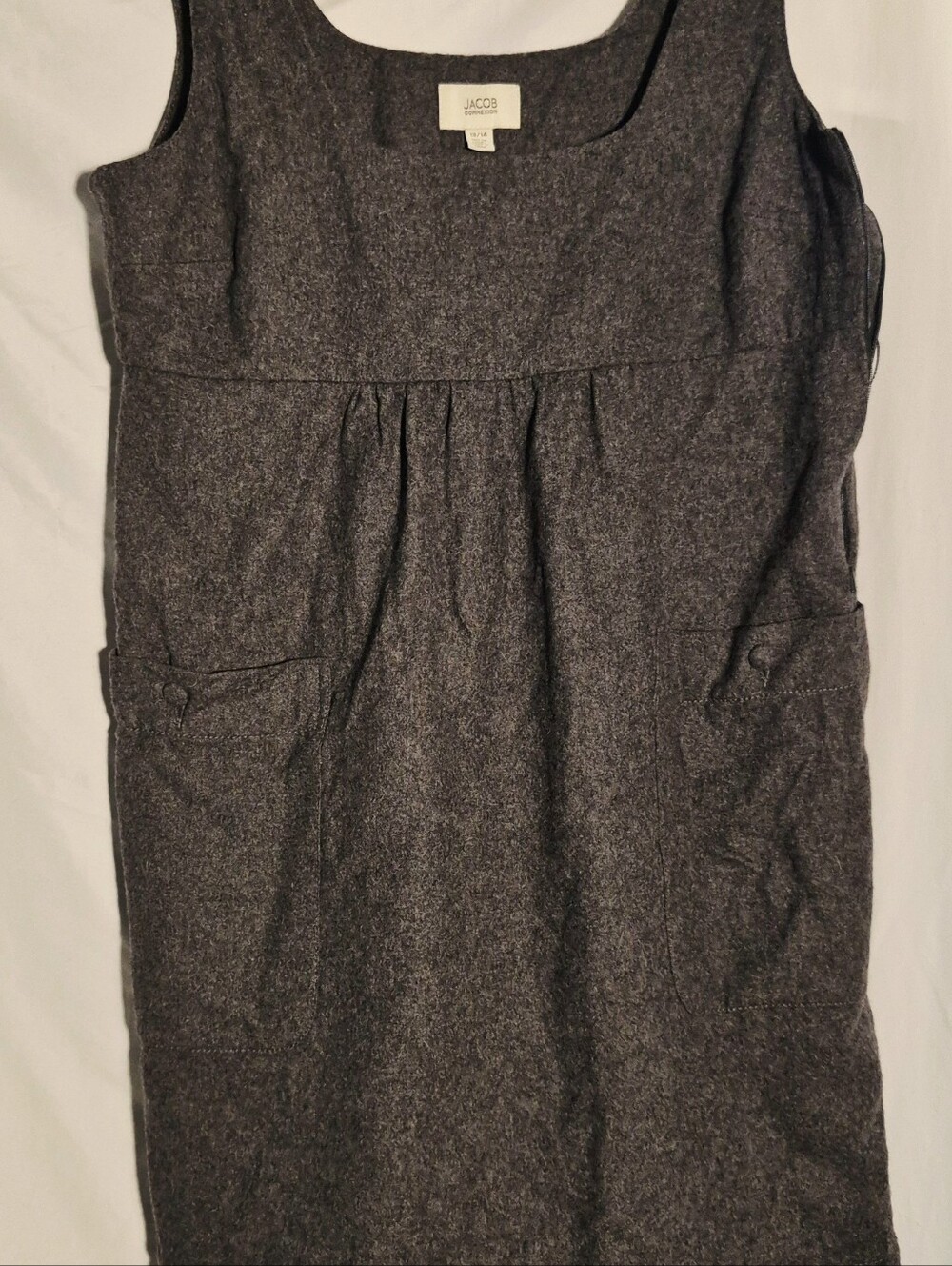 Jacob Gray Wool Blend Girls' Sleeveless Dress - Picture 2 of 4